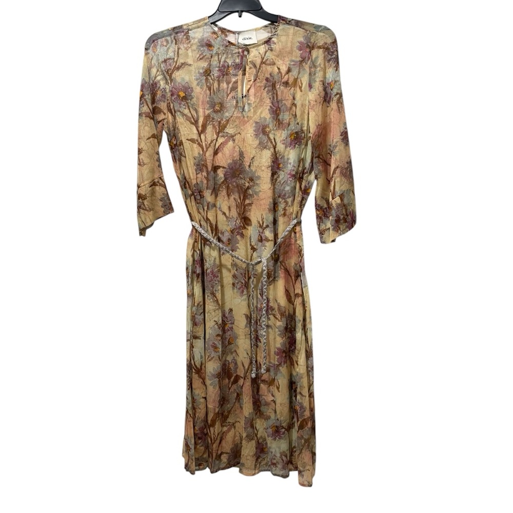 Dixie Made in Italy Watercolor Floral Print Sheer Dress Belt Women’s Size Small